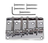 4 Strings Bass Bridge Tailpiece Saddle Bridge Electric Guitar Plate Instrument For Electric Guitar (Color : Argent)