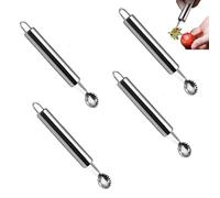 4 strumenti in acciaio inox per fragole e pomodoro, strumento per rimuovere torsolo del pomodoro, strumento portatile per la rimozione di gambi di frutta, affettatrice per verdure e frutta
