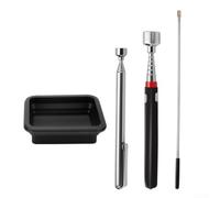 4 strumenti telescopici magnetici per pick-up con lunghezza estensibile e spazzola magnetica flessibile per il recupero efficiente di oggetti metallici in spazi ristretti (nero medio)