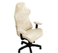 4 Stück Dehnbare Gaming-Stuhlbezüge, Ergonomischer Drehsesselschutz fürs Büro mit Reißverschluss, Rutschfester, Weicher, Kratzfester Stuhlbezug für Computertische(Beige,One Size)