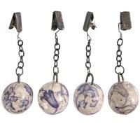 4 Stück Esschert Design Blau-Weiß Keramik Tischtuchgewicht, Tischdeckenhalter, Tischtuch-Fixierung