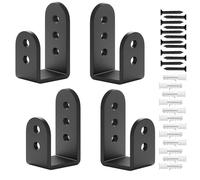 4 supporti ad angolo a U in metallo, 2 x 4 clip per porta, clip a U di sicurezza come rinforzo per porta, colore nero