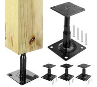 4 supporti per pali regolabili in altezza, supporti per pali da 100-140 mm, zincati, regolabili in altezza, da avvitare, per recinzioni, rifugi, tettoie, pergolati, lavori di costruzione super spessi