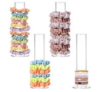 4 supporti per scrunchie in acrilico, trasparenti per capelli cravatta, supporto per braccialetto, decorazione per la camera dei gioielli, fascia per capelli, accessori per display, torre, adolescenti