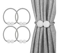 4 supporti per tende magnetici, fermatenda per tende, corda e fermatenda magnetici, per decorazione della casa, ufficio, hotel, finestre (grigio)