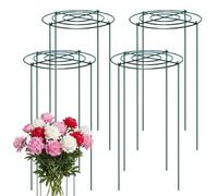 4 supporti rotondi per peonie, diametro 30 cm x altezza 60 cm, pali in metallo per piante da giardino, supporto ad anello per peonie, rose, pomodori, ortensie, fragole