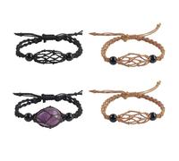 4 supporti vuoti per braccialetti a gabbia di cristallo, per pietre di ricambio, intrecciati a mano, con lunghezza regolabile, per la creazione di gioielli (stile 5)