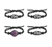 4 supporti vuoti per braccialetti a gabbia di cristallo, per pietre di ricambio, intrecciati a mano, con lunghezza regolabile, per la creazione di gioielli (stile 1)