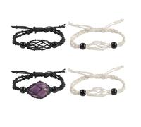 4 supporti vuoti per braccialetti a gabbia di cristallo, per pietre di ricambio, intrecciati a mano, con lunghezza regolabile, per la creazione di gioielli (stile 7)