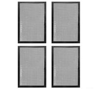 4 tappetini antiaderenti riutilizzabili per barbecue, resistenti al calore, per barbecue a gas, a carbone, griglie elettriche, facili da pulire, rivestite in PTFE nero (nero, 40 x 33 cm, bordato)