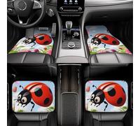 4 tappetini per auto resistenti per tutte le stagioni anteriore e posteriore tappetini per auto con coccinelle in stile cartone animato coccinella fiore tappetini antiscivolo tappetini auto set