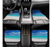 4 tappetini per auto resistenti per tutte le stagioni anteriore e posteriore tappetino bianco spiaggia tropicale mare auto tappetini antiscivolo tappetini auto set completo battitacco conducente