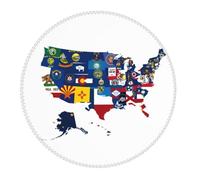 4 tappetini per mouse da gioco piccoli, con la mappa degli Stati Uniti, base rotonda in gomma, tappetino da scrivania con bordi cuciti, tappetino per mouse per laptop, tastiera PC, tappetino per mouse