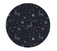 4 tappetini per mouse piccoli da gaming, Via Lattea, con costellazione del sole, cervi rotondi con base in gomma, tappetino da scrivania con bordi cuciti, tappetino per mouse per laptop, tastiera PC