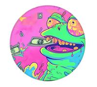 4 tappetini per mouse piccoli da gioco, motivo rana psichedelica, base rotonda in gomma, tappetino da scrivania con bordi cuciti, tappetino per mouse per laptop, tastiera PC, tappetino per mouse per