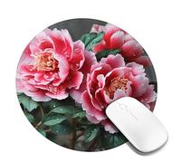 4 tappetini per mouse rotondi da 20,3 cm con bellissimo fiore di peonia con base in gomma antiscivolo, tappetini per mouse personalizzati per mouse wireless per computer portatili, accessori da