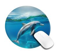4 tappetini per mouse rotondi da 20,3 cm con delfino che nuotano nel mare blu tappetino per mouse con base in gomma antiscivolo tappetini per mouse personalizzati per mouse wireless laptop accessori