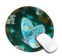 4 tappetini per mouse rotondi da 20,3 cm con farfalla blu chiaro con base in gomma antiscivolo tappetini per mouse personalizzati per mouse wireless laptop accessori da scrivania da ufficio tappetino