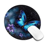 4 tappetini per mouse rotondi da 20,3 cm con farfalla blu galassia tappetino per mouse con base in gomma antiscivolo tappetini per mouse personalizzati per mouse wireless laptop accessori da scrivania