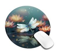 4 tappetini per mouse rotondi da 20,3 cm con libellula con ninfea tappetino per mouse con base in gomma antiscivolo tappetini per mouse personalizzati per mouse wireless laptop accessori da scrivania
