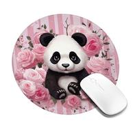 4 tappetini per mouse rotondi da 20,3 cm, con motivo panda, rosa, rosa, bianco, a righe, con base in gomma antiscivolo, tappetini per mouse personalizzati per mouse wireless, laptop, accessori da