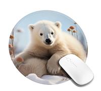 4 tappetini per mouse rotondi da 20,3 cm con simpatici orsi polari, tappetino per mouse con base in gomma antiscivolo, tappetini per mouse personalizzati per mouse wireless per laptop accessori da