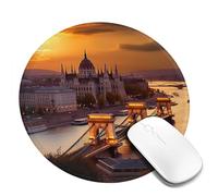 4 tappetini per mouse rotondi da 20,3 cm con tramonto a Budapest tappetino per mouse con base in gomma antiscivolo tappetini per mouse personalizzati per mouse wireless laptop accessori da scrivania
