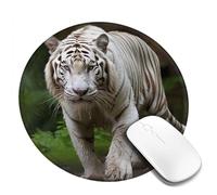 4 tappetini per mouse rotondi da 20,3 cm, motivo tigre bianca del Bengala con base in gomma antiscivolo, tappetini per mouse personalizzati per mouse wireless per laptop accessori da scrivania da