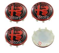 4 Tappi Coprimozzo 60mm Compatibili con ALFA ROMEO Giulietta Giulia 147 159 146 156 Brera Stemma Rosso Nero