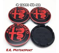 4 Tappi coprimozzo Black Red 56 mm Alfa Romeo