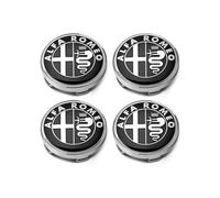 4 Tappi Coprimozzo per Alfa Romeo Giulia Stelvio Bianco E Nero Originale 60mm Fregi Cerchi in Lega Coprimozzo Copertura Centrale Della Ruota per Cerchioni Copertura Antipolvere,Black