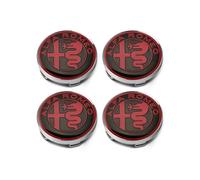 4 Tappi Coprimozzo per Alfa Romeo Giulia Stelvio Bianco E Nero Originale 60mm Fregi Cerchi in Lega Coprimozzo Copertura Centrale Della Ruota per Cerchioni Copertura Antipolvere,Red