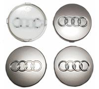 4 TAPPI COPRIMOZZO Per AUDI A1 A3 A4 A5 A6 Q5 CERCHI STEMMA BORCHIE 60mm Grigio
