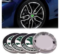 4 Tappi Coprimozzo per Skoda 56mm Coprimozzi auto Fregi Cerchi in Lega, Verde
