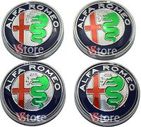4 Tappi Coprimozzo Verdi da 60mm Compatibili con ALFA ROMEO Solo Per CERCHI Compatibili con 4 Adesivi da 56,5mm versione verde