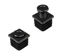 4 tappi di regolazione in altezza, viti di regolazione, dimensioni: 20 x 20 fino a 50 x 50 mm, ad esempio per tavoli, sedie, scaffali, mobili, per compensare le disuguaglianze (25 x 25 mm, nero)