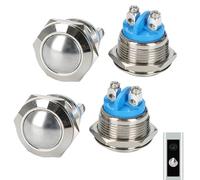 4 tasti intercambiabili per campanello - Set di tasti per campanello cablato 16 mm, interruttori in metallo industriali, impermeabili raffinati | Aggiornamento meccanico per l'inverno