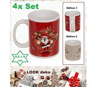 Weihnachtsmann-Crazy-Santa-Rentier Tazza da Caffè Tazze Terraglia Beige 4 Pacco