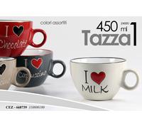 4 TAZZE JUMBO TAZZA LATTE COLAZIONE CAPPUCCINO CAFFè TAZZONE I LOVE 11h8 cm