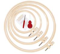 4 telai di ricamo a punto croce in plastica gialla, aghi da ricamo, 1 strumento filo ago e 1 avvolgere punto croce