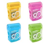 4 Temperamatite a Doppio Fori, 2 in 1 Gomma e Temperamatite per Bambini, Adulti, Studenti - Uso in Classe, Casa, Azienda (Colore Casuale)