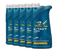 4 Tempi Olio Motore SAE 30 5 x 1 Litro 5L Mannol 4Takt Agro Api Sg / Jaso Ma /