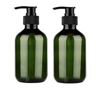 4 Teste della Pompa, Bottiglie in PET Ricaricabili da 500 Ml, Balsamo Shampoo Lozione per Lavaggio a Mano, 4 Bottiglie di Plastica con Pompa per Bagno o (GREEN)