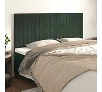 4 testiere in velluto verde scuro, 90 x 5 x 78/88 cm, regolabile in altezza, gambe in legno, design classico per camera da letto, morbido cuscino da parete