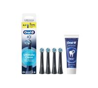 4 Testine di Ricambio iO Ultimate Clean Nere + Dentifricio Advanced Rigenera Smalto
