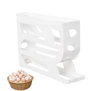 4 Tier Egg Holder，Rolling Egg Dispenser,Space Saving Egg Tray,Auto Rolling Fridge Egg Organizer,Egg Storage Container for Kitchen Refrigerator Table(Natural)