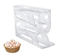 4 Tier Egg Holder,Rolling Egg Dispenser,Space Saving Egg Tray,Auto Rolling Fridge Egg Organizer,Egg Storage Container for Kitchen Refrigerator Table(Clear)