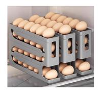 4 Tiers Egg Holder for Fridge, 3 PCS Automatic Rolling Egg Dispenser, Space Saving Egg Tray for Refrigerator For Kitchen Countertop Cabinets(Gray)