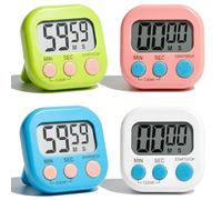4 timer digitale da cucina, con conto alla rovescia attratto magneticamente, con allarme forte e ampio display, adatto per cucinare, aula, studio, pulizia dei denti, palestra, apprendimento dei