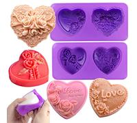 4 tipi di stampi in silicone a forma di cuore rosa 3D a forma di amore stampo per fondente torta fatta a mano cioccolato caramelle resina candela sapone cera d'api artigianato floreale San Valentino